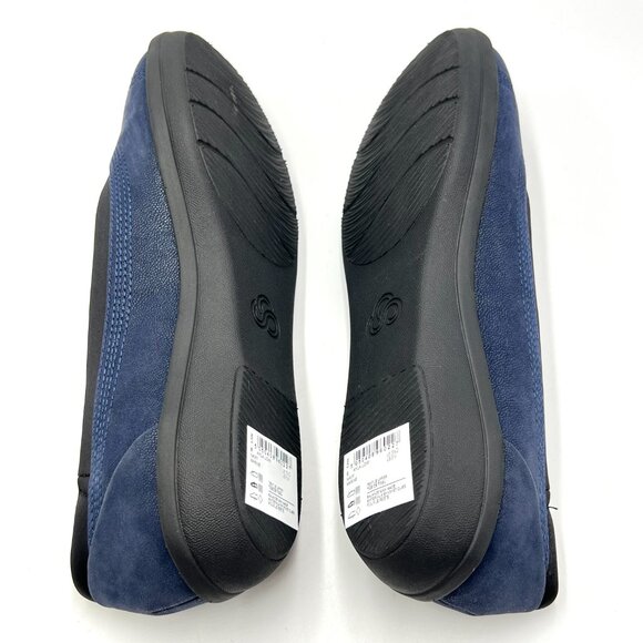 Clarks Womens Size 6 Ayla Low Blue Black Slip On Comfort Flats Loafers Shoes - Picture 8 of 14